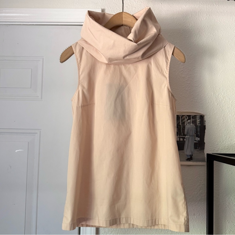 NWT MARCELLA NYC peach cotton turtleneck sleeveless cropped tank shirt top